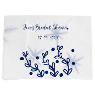 Blue stars leaves royal luxury bridal shower large gift bag