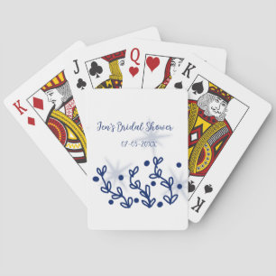 Blue stars leaves royal luxury bridal shower  playing cards