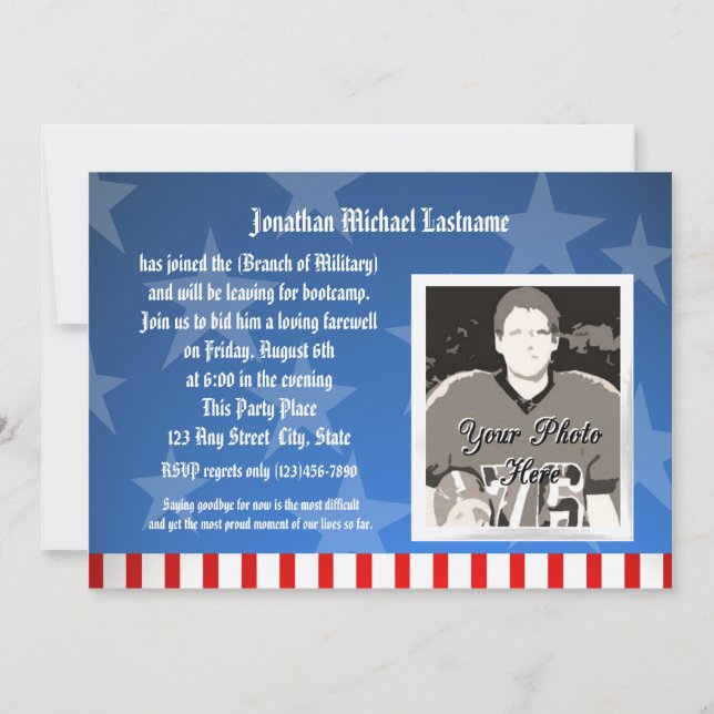 Blue Stars Military Going Away Party Invitation (Front)