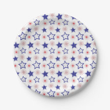 Blue Stars Paper Plate