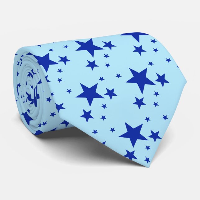 Blue Stars Pattern Tie (Rolled)