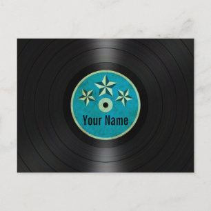 Blue Stars Personalized Vinyl Record Album Postcard