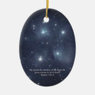 Blue Stars Psalms Scripture Ceramic Ornament