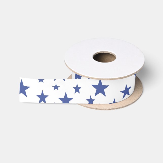 Blue Stars Ribbon Satin Ribbon (Spool)
