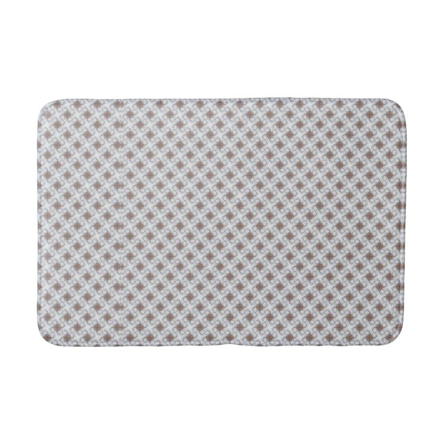 Blue Stars Tan Squares Latic Bath Mat (Front)