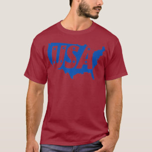 Blue Stars USA United States Map Love America Of T-Shirt