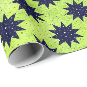Blue stars & white stars & sparkly gold stars wrapping paper