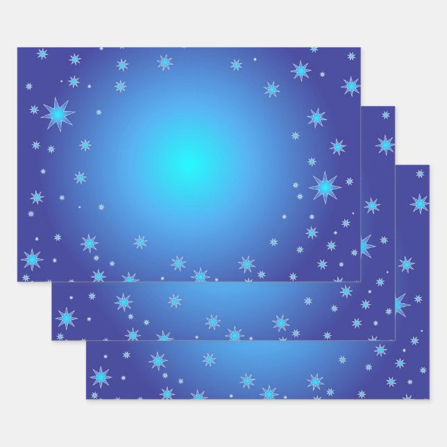 Blue Stars Wrapping Paper Sheet (Set)