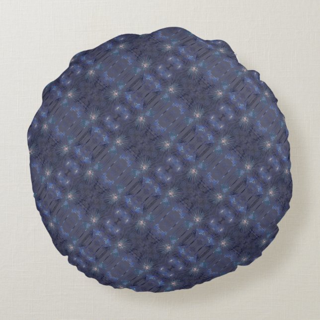 Blue Statement Two Round Pillow (Back)