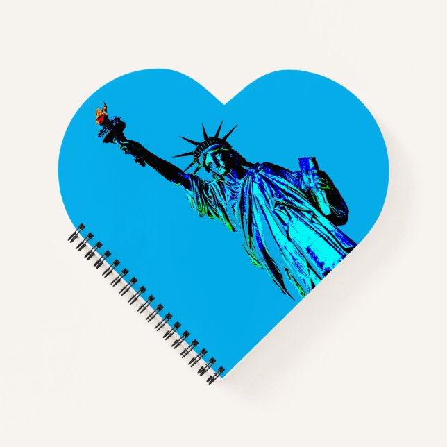 Blue Statue of Lady Liberty Notebook (Front)