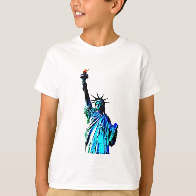 Blue Statue of Lady Liberty T-Shirt (Front)