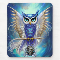 Blue Steampunk Owl