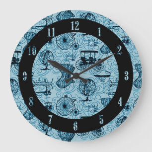 Blue Steampunk Pattern Wall Clock