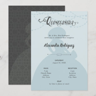 Blue & Steel Charro Silhouette Quinceanera Invitation