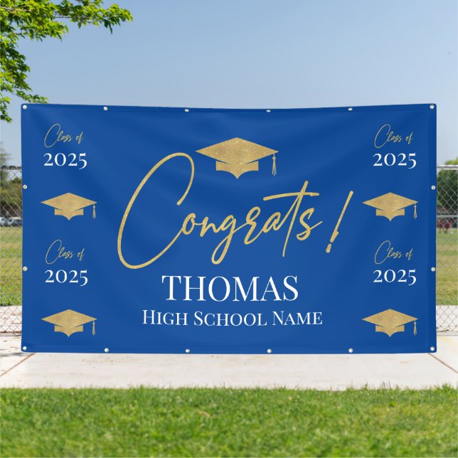 Blue Step and repeat Graduation Backdrop banner  (Outside)