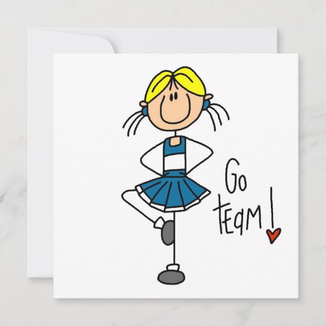 Blue Stick Figure Cheerleader T-shirts and Gifts (Front)
