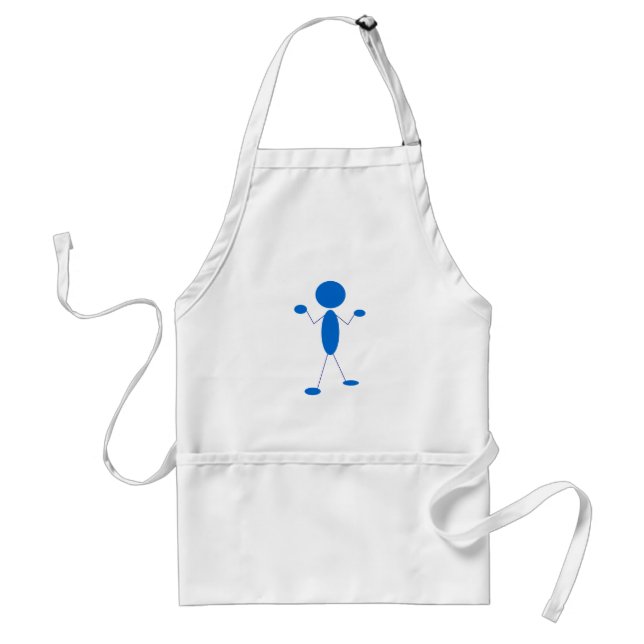 Blue Stick Figure Shrugging Shoulders Standard Apron (Front)