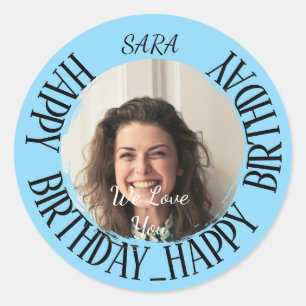 blue Sticker for birthday fully customizable