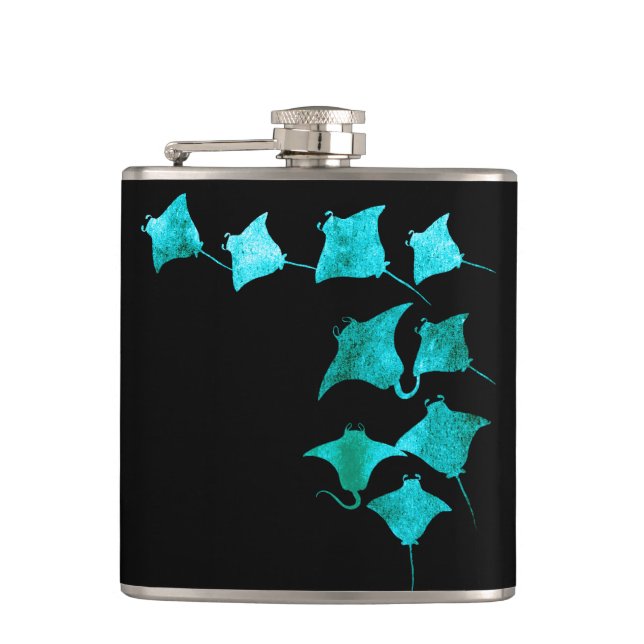 Blue Stingrays Hip Flask (Front)