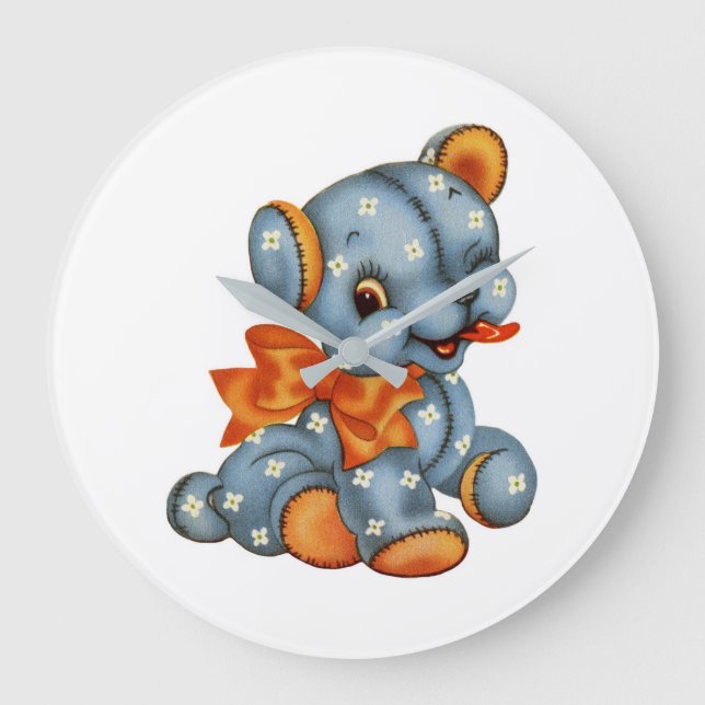 Blue Stitch Bear Acrylic Wall Clock (Front)