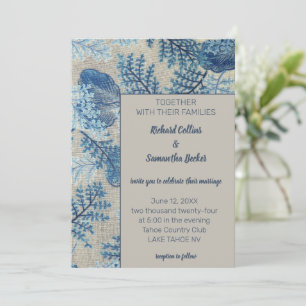 Blue Stitched Floral Invitation