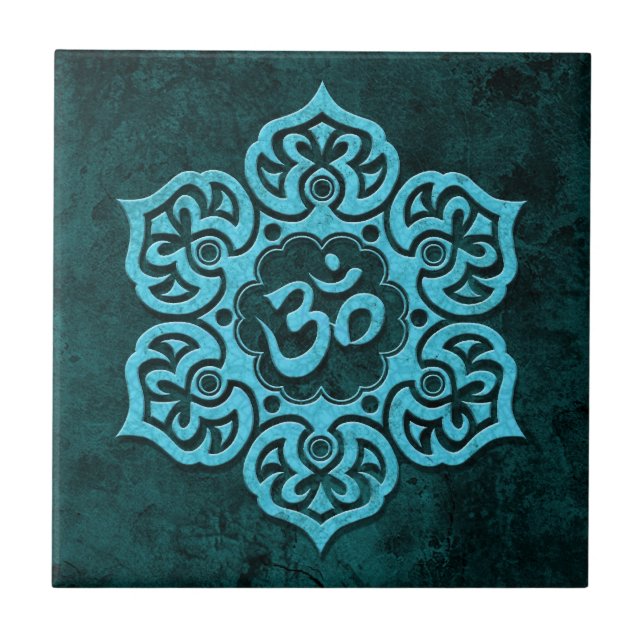 Blue Stone Floral Om Tile (Front)