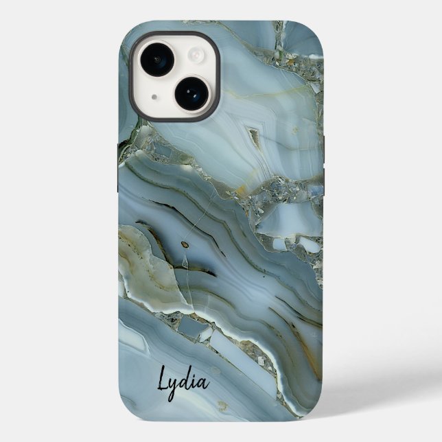 Blue Stone Marble Look Case-Mate iPhone Case (Back)
