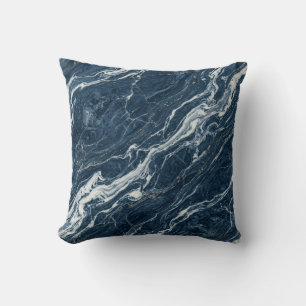 Blue Stone Marble Modern Luxury Aesthetic Throw Pillow