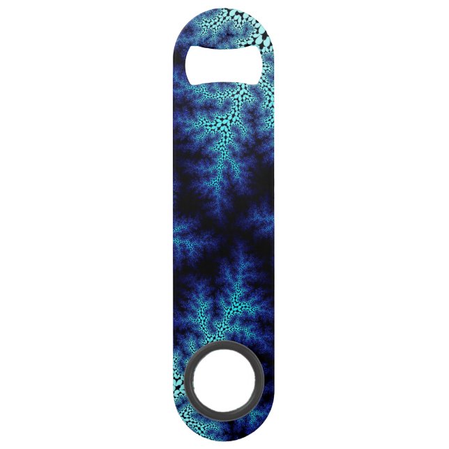 Blue Stonewash Speckle Bottle Opener Bar Key (Front)