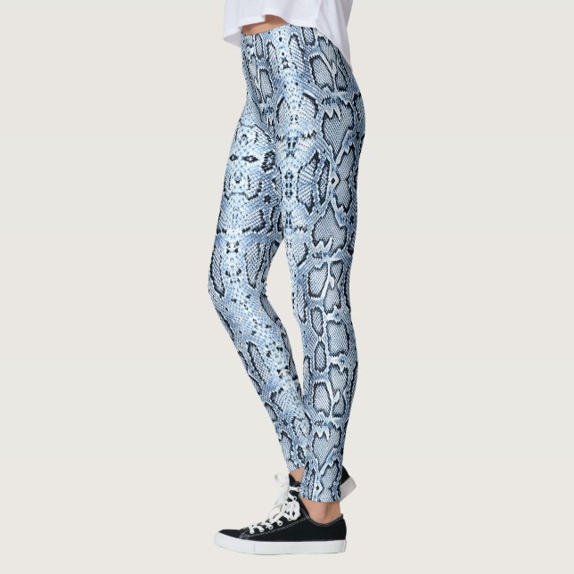 Blue Stonewashed Denim Anaconda Snakeskin Leggings (Left)
