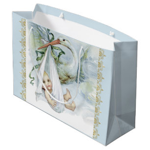 Blue Stork Baby Boy Large Gift Bag