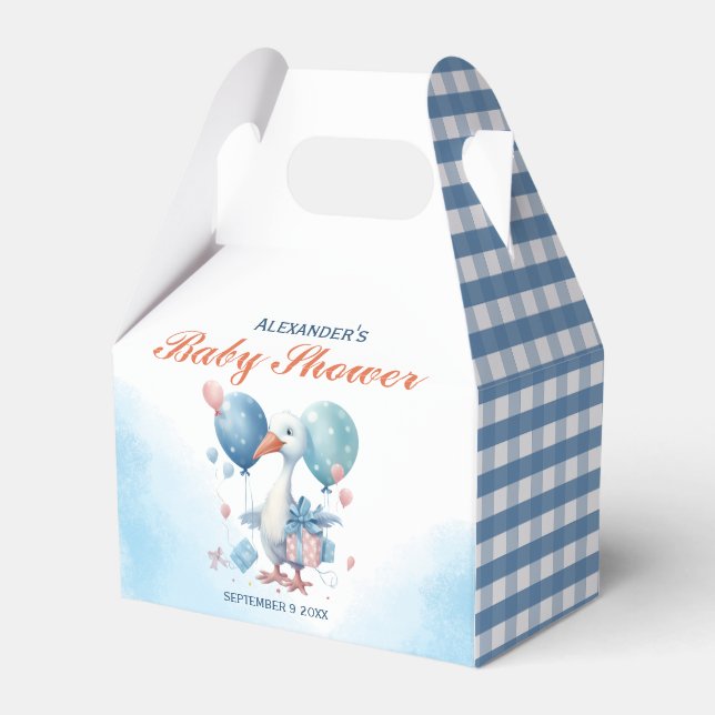 Blue Stork Baby Shower Favour Box (Front Side)