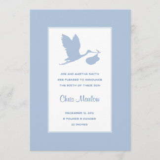 Blue Stork Birth Announcement