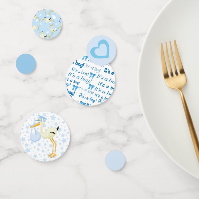 Blue Stork Boy Baby Shower Confetti (Group)