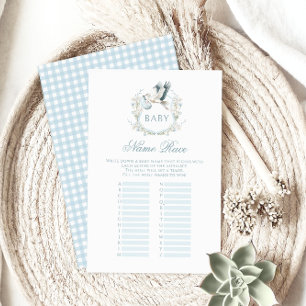 Blue Stork Delivery Baby Boy Shower Name Race Game