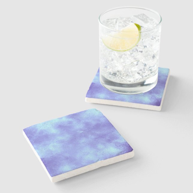 Blue Storm Cloud Effect Stone Coaster (Side)