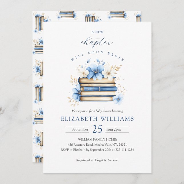 Blue Storybook Baby Shower Invitation Boy (Front/Back)