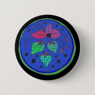Blue Strawberries 2 Inch Round Button