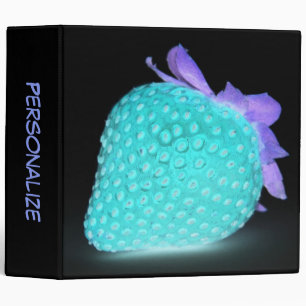 Blue strawberry neon cute black binder