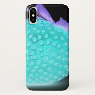 Blue strawberry neon cute black turquoise Case-Mate iPhone case