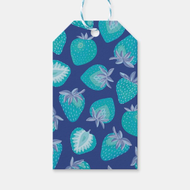 Blue Strawberry pattern Gift Tags (Front)