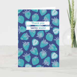 Blue Strawberry Thank You Berry Much Card