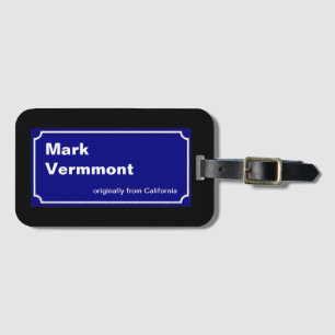 blue street sign personalized luggage tag