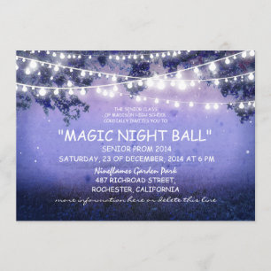 blue string of lights rustic Prom night Invitation