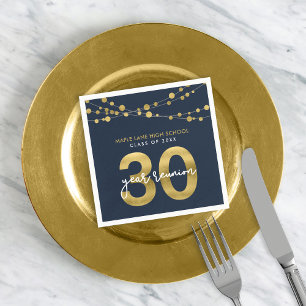 Blue Strings of Lights 30 Year Class Reunion Napkin