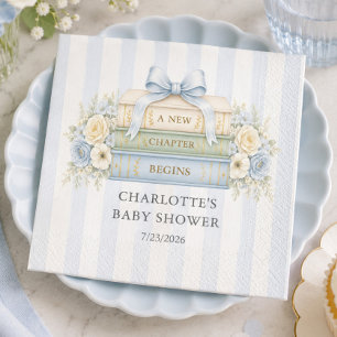 Blue Stripe Baby Shower Paper Napkin