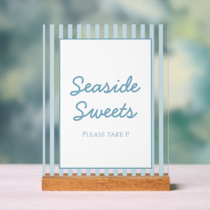 Blue Stripe Beach Club Cabana Beach Dessert Sign