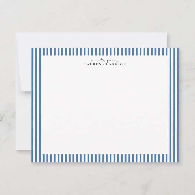 Blue Stripe Border Note Card (Front)