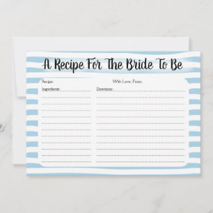 Blue Stripe Bridal Shower Recipe Card