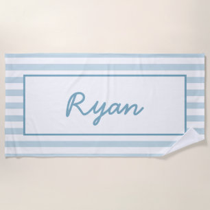 Blue Stripe Cabana Beach Club Birthday Favour  Beach Towel